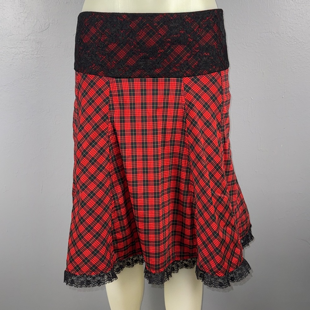 Blanco Skirt Women EU 36/US M Drop Waist Gothic Punk Lace Plaid Midi whimsygoth